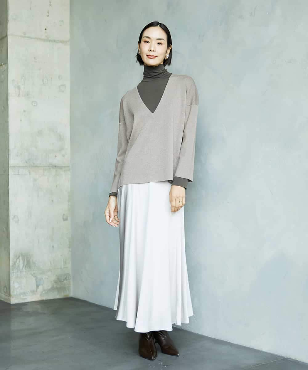FMKAD19130 MICHEL KLEIN(ミッシェルクラン) ［レイヤードにおすすめ］シアーハイネックカットソー ブラウン