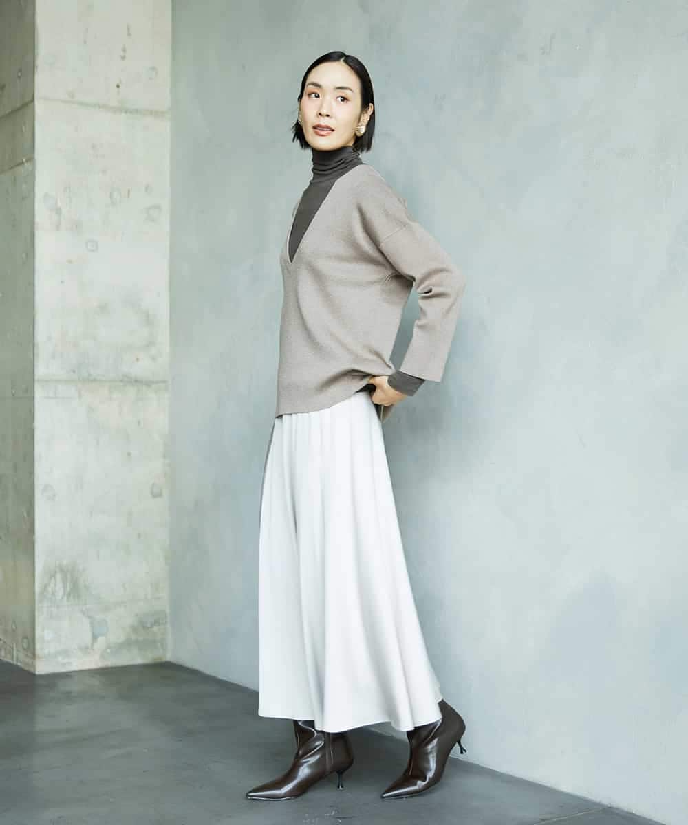 FMKAD19130 MICHEL KLEIN(ミッシェルクラン) ［レイヤードにおすすめ］シアーハイネックカットソー ブラウン