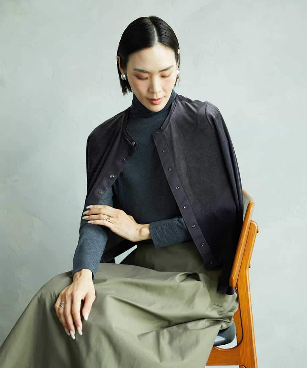 FMKAD19130 MICHEL KLEIN(ミッシェルクラン) ［レイヤードにおすすめ］シアーハイネックカットソー ブラウン