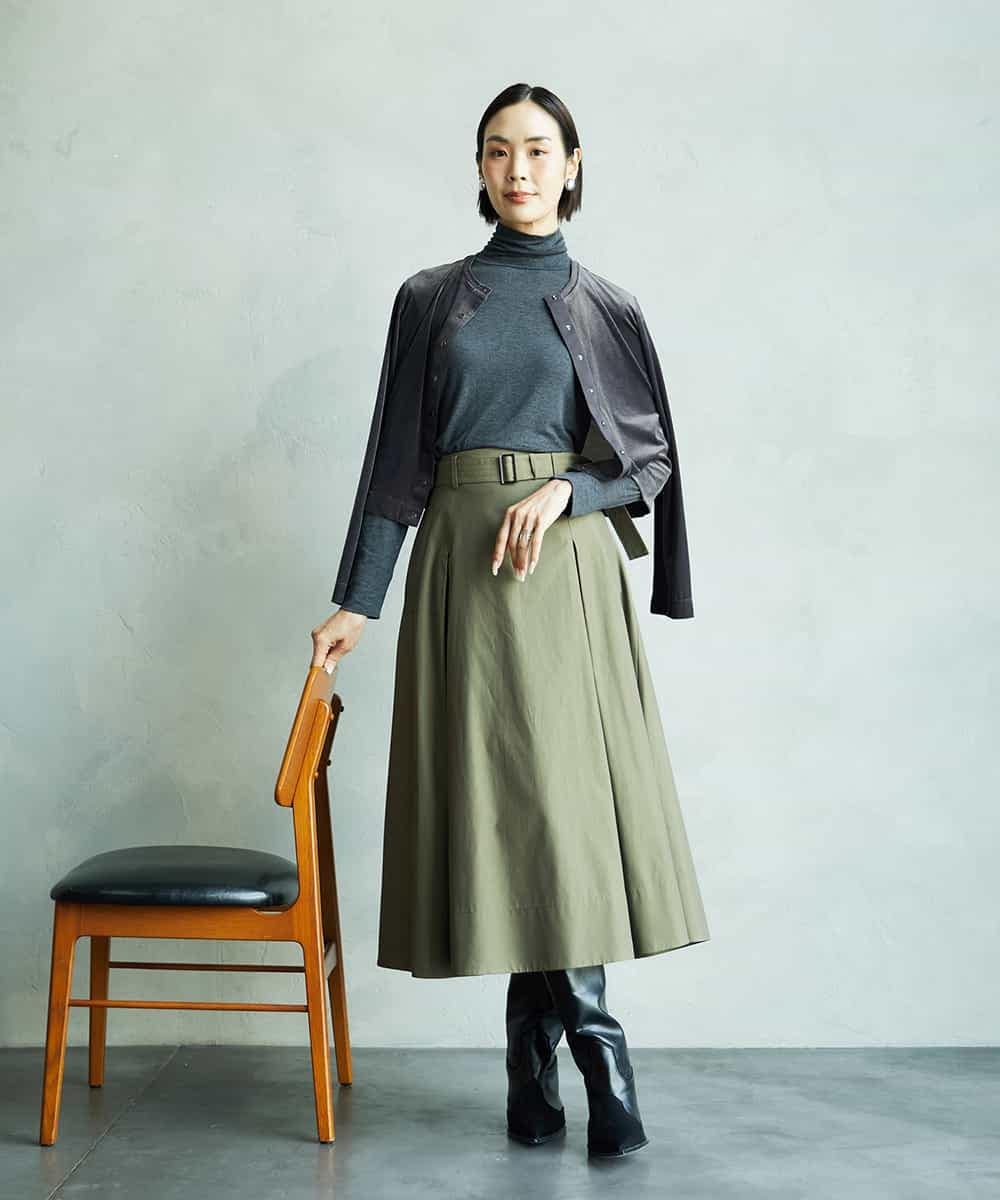 FMKAD19130 MICHEL KLEIN(ミッシェルクラン) ［レイヤードにおすすめ］シアーハイネックカットソー ブラウン