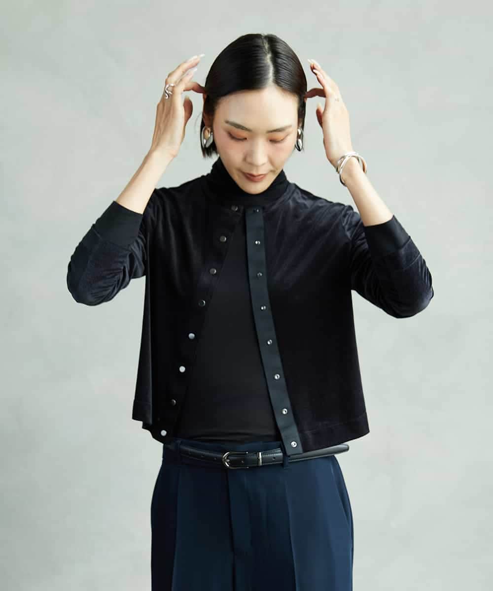 FMKAD19130 MICHEL KLEIN(ミッシェルクラン) ［レイヤードにおすすめ］シアーハイネックカットソー ブラウン