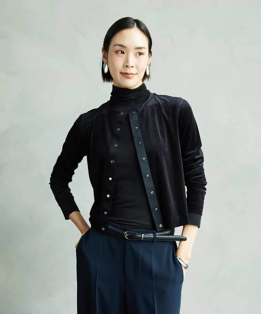 FMKAD19130 MICHEL KLEIN(ミッシェルクラン) ［レイヤードにおすすめ］シアーハイネックカットソー ブラウン