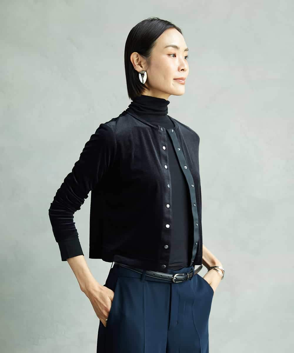 FMKAD19130 MICHEL KLEIN(ミッシェルクラン) ［レイヤードにおすすめ］シアーハイネックカットソー ブラウン