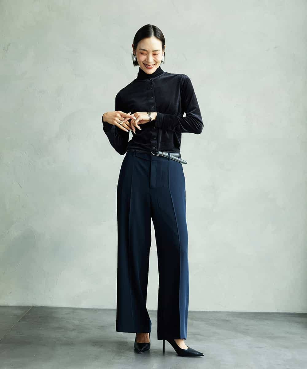 FMKAD19130 MICHEL KLEIN(ミッシェルクラン) ［レイヤードにおすすめ］シアーハイネックカットソー ブラウン