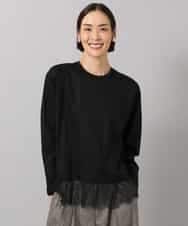 FMKAG42160 MICHEL KLEIN(ミッシェルクラン) [レイヤードスタイルにおすすめ]裾レースドッキングカットソー ブラック
