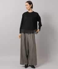 FMKAG42160 MICHEL KLEIN(ミッシェルクラン) [レイヤードスタイルにおすすめ]裾レースドッキングカットソー ブラック