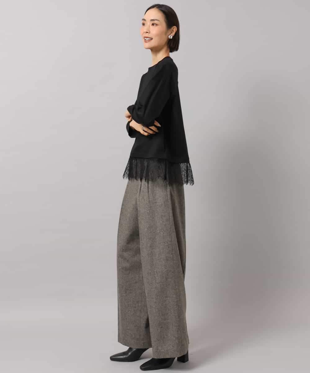 FMKAG42160 MICHEL KLEIN(ミッシェルクラン) [レイヤードスタイルにおすすめ]裾レースドッキングカットソー ブラック