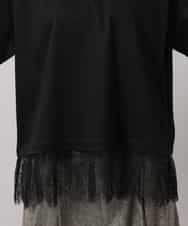FMKAG42160 MICHEL KLEIN(ミッシェルクラン) [レイヤードスタイルにおすすめ]裾レースドッキングカットソー ブラック