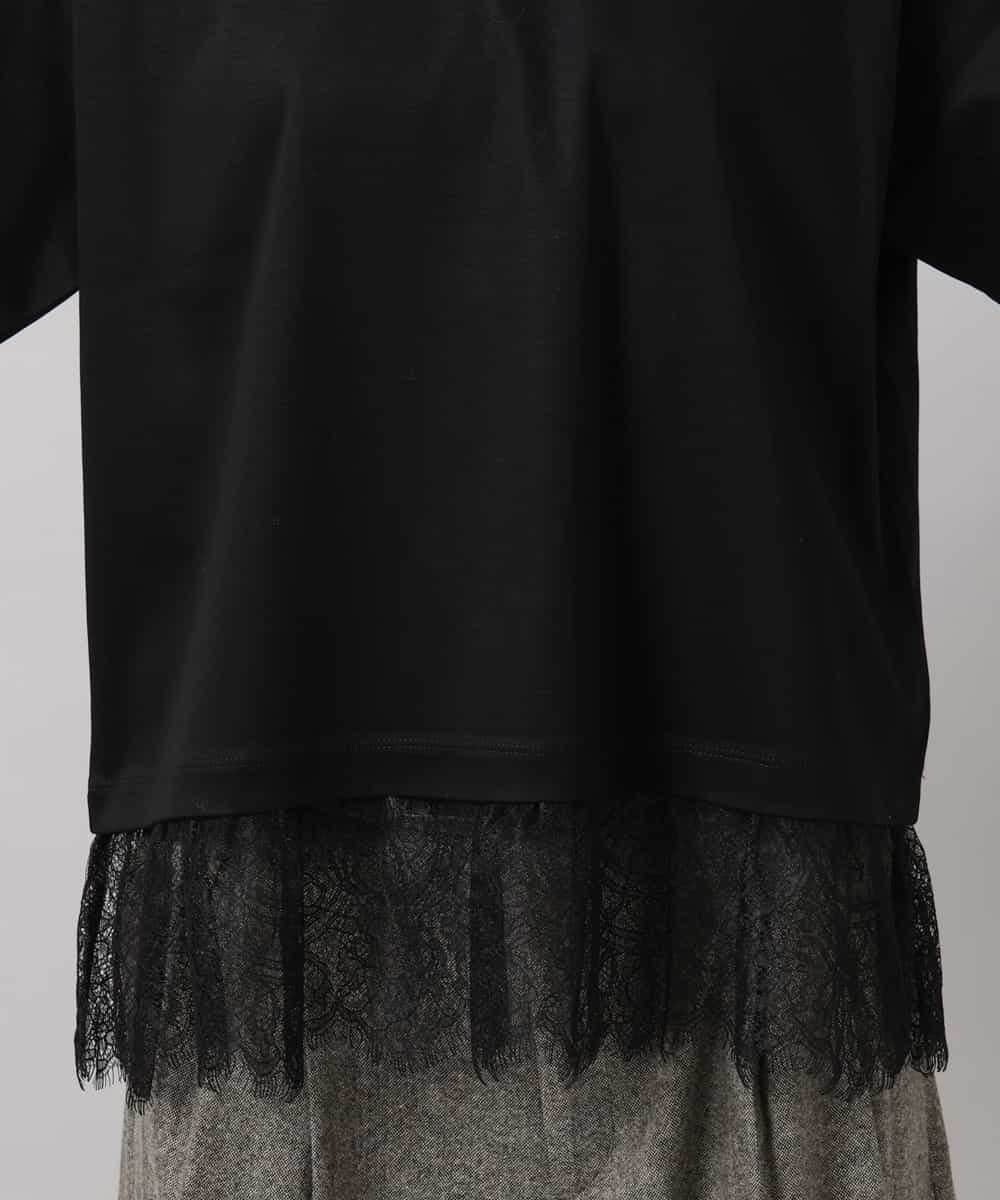 FMKAG42160 MICHEL KLEIN(ミッシェルクラン) [レイヤードスタイルにおすすめ]裾レースドッキングカットソー ブラック