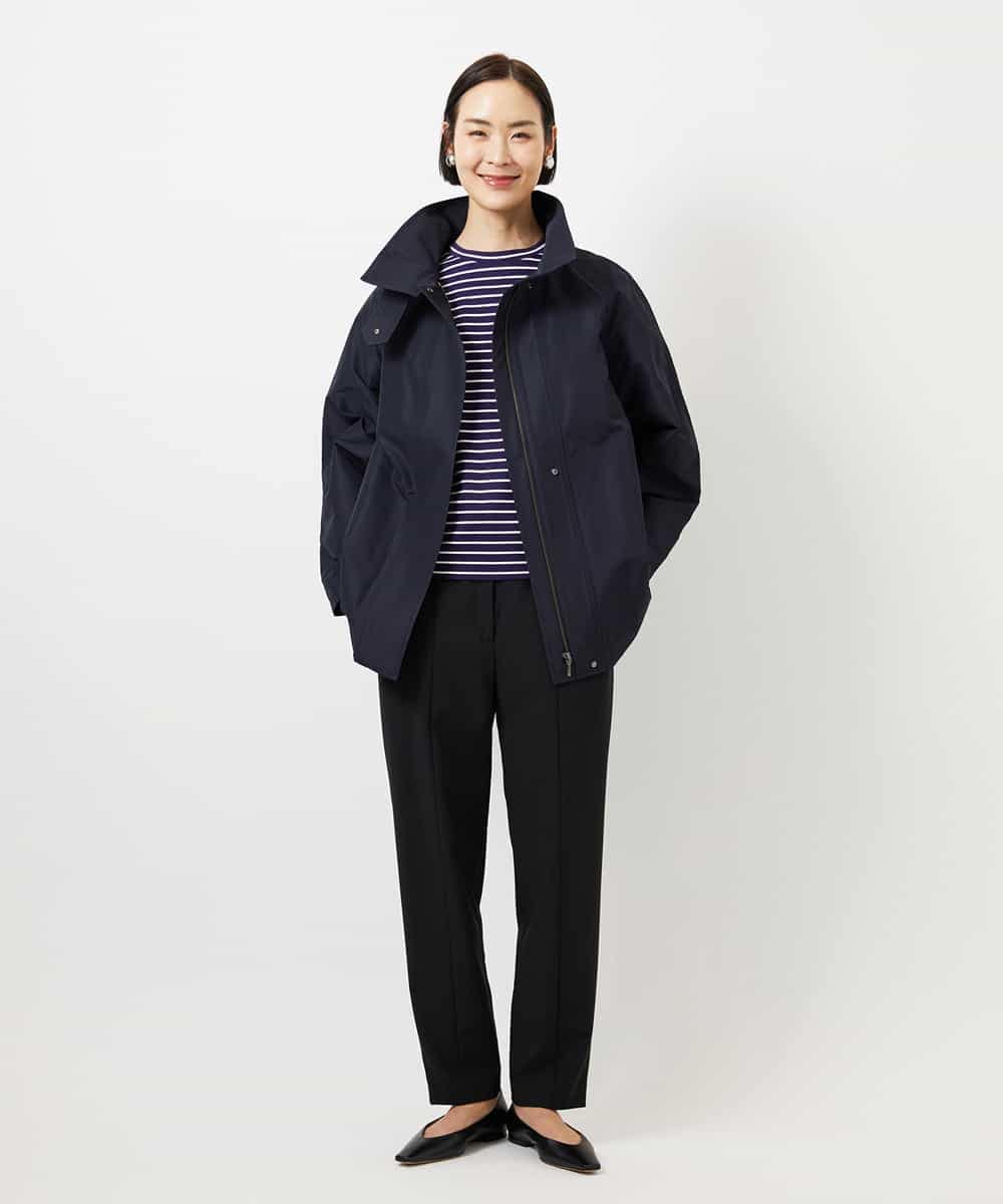 FMKDE10180 MICHEL KLEIN(ミッシェルクラン) ボーダーバックフレアカットソー ネイビー