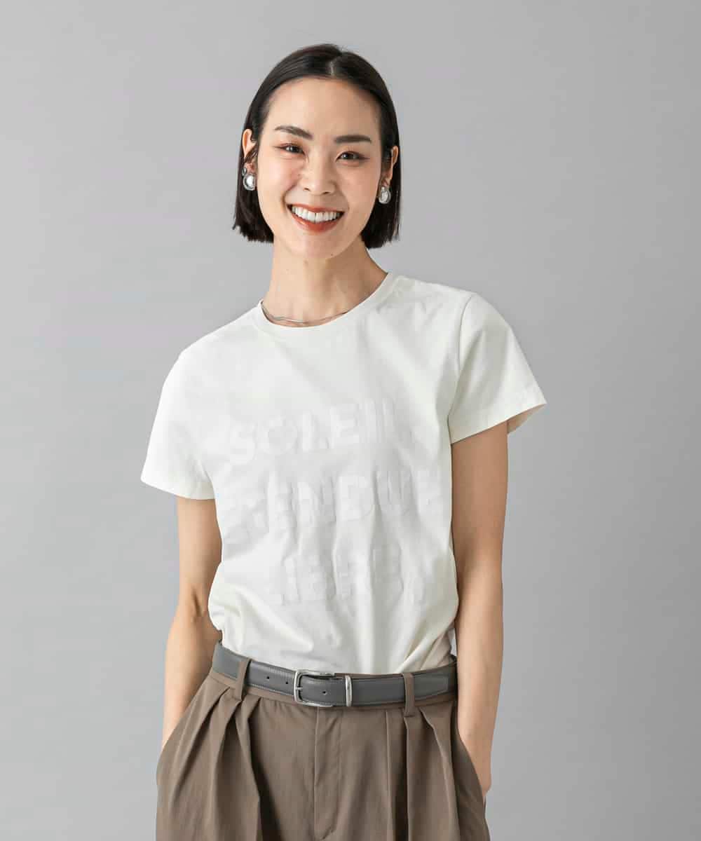 FMKGD01120 MICHEL KLEIN(ミッシェルクラン) クラックプリントロゴTシャツ イエロー