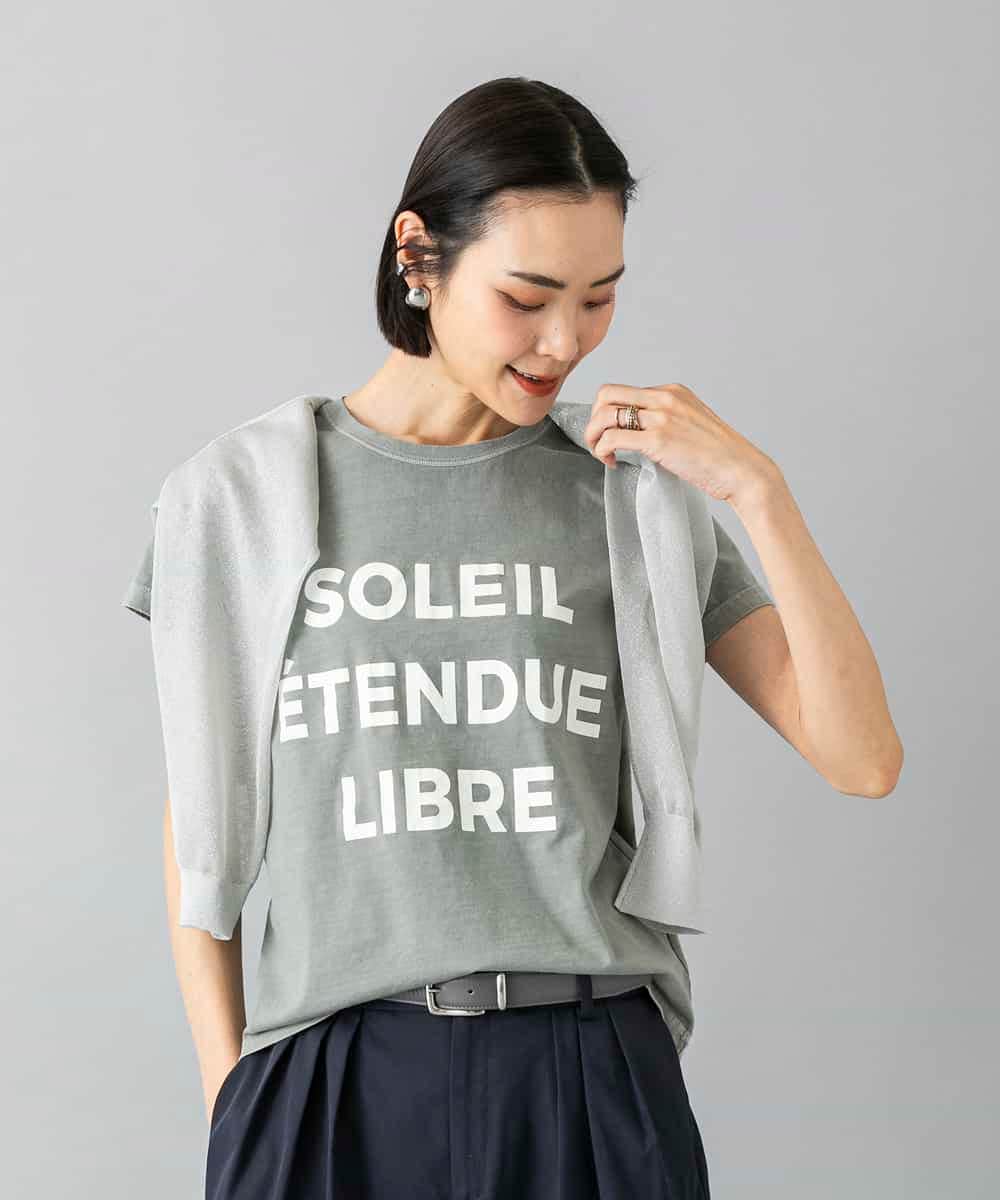 FMKGD01120 MICHEL KLEIN(ミッシェルクラン) クラックプリントロゴTシャツ ライトグリーン