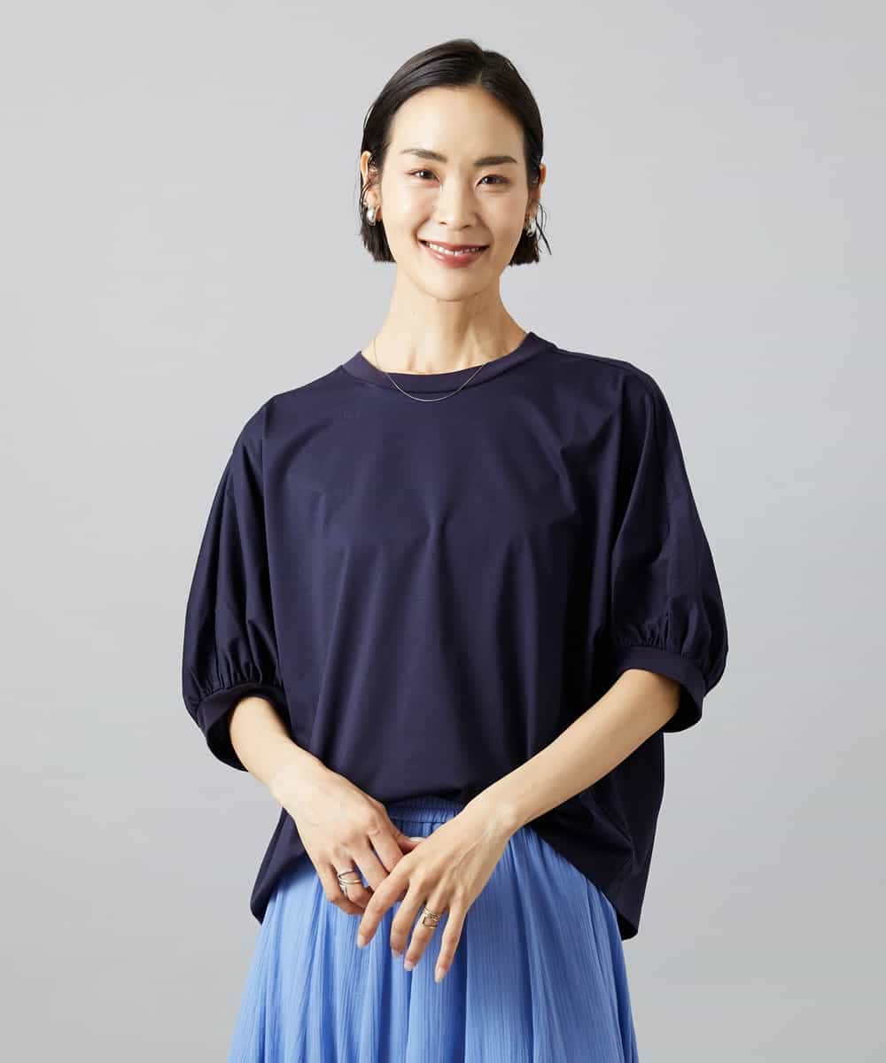 FMKGD01150 MICHEL KLEIN(ミッシェルクラン) 袖ギャザープルオーバー ネイビー