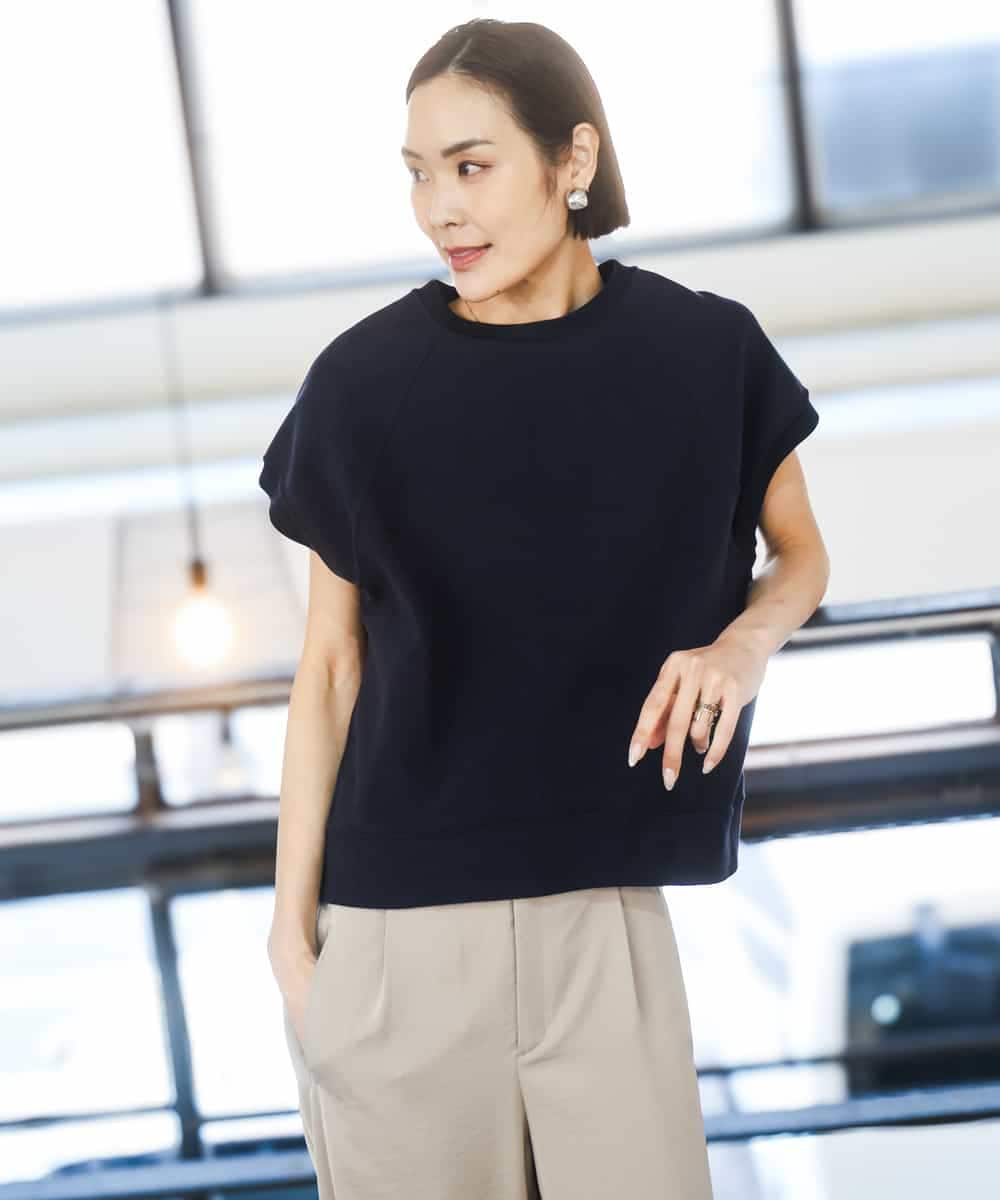 FMKGD03180 MICHEL KLEIN(ミッシェルクラン) オーガニックコットン フレンチスリーブプルオーバー ラベンダー