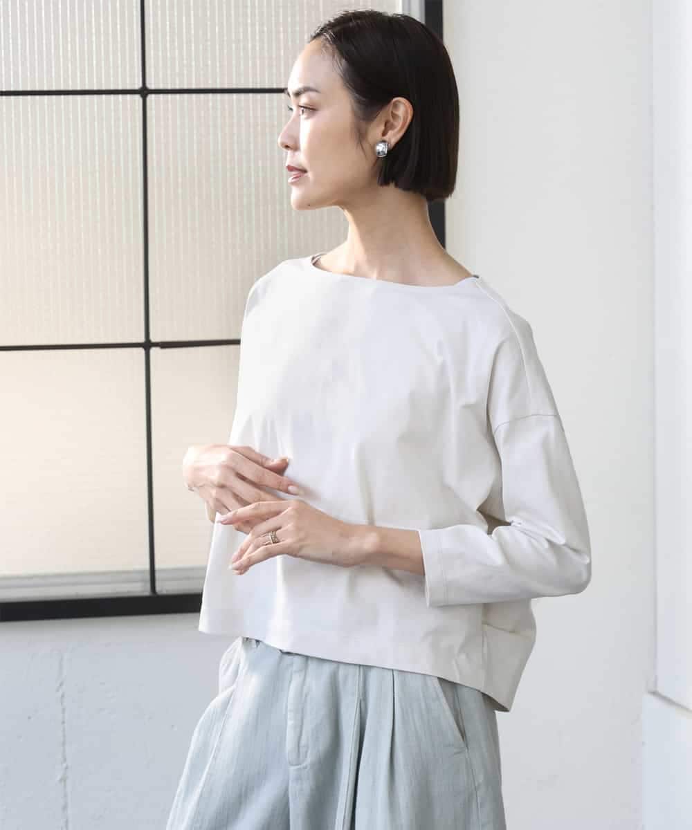 FMKGD04150 MICHEL KLEIN(ミッシェルクラン) タックデザイン バスクTシャツ アイボリー