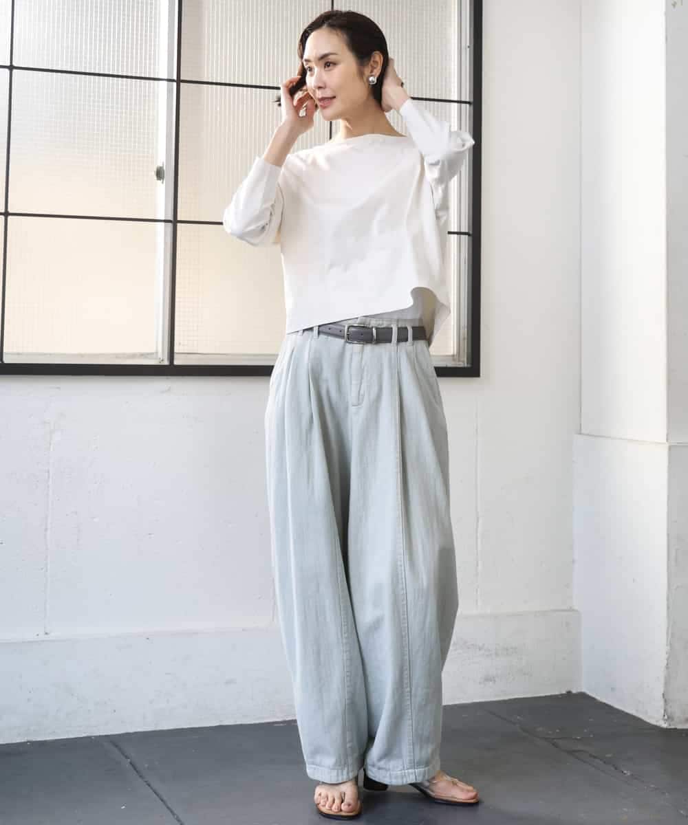 FMKGD04150 MICHEL KLEIN(ミッシェルクラン) タックデザイン バスクTシャツ アイボリー