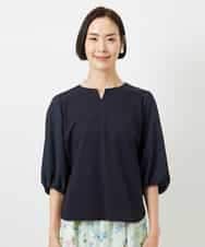 FMKGD05180 MICHEL KLEIN(ミッシェルクラン) 異素材スリーブカットソー ネイビー