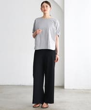 FMKGD10180 MICHEL KLEIN(ミッシェルクラン) [新色追加/接触冷感]サッカードルマンスリーブカットソー ブラック