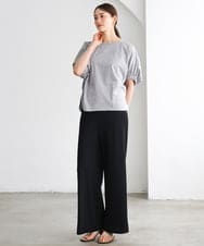 FMKGD10180 MICHEL KLEIN(ミッシェルクラン) [新色追加/接触冷感]サッカードルマンスリーブカットソー ブラック