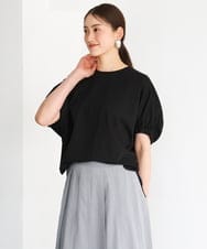 FMKGD10180 MICHEL KLEIN(ミッシェルクラン) [新色追加/接触冷感]サッカードルマンスリーブカットソー ブラック