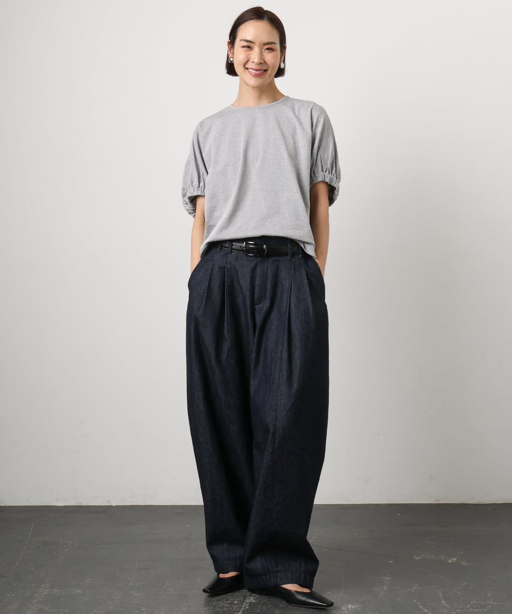 FMKGD10180 MICHEL KLEIN(ミッシェルクラン) [新色追加/接触冷感]サッカードルマンスリーブカットソー ブラック