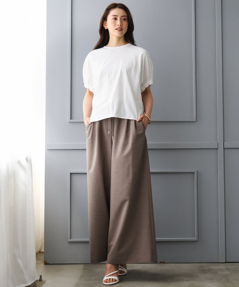 FMKGD10180 MICHEL KLEIN(ミッシェルクラン) [新色追加/接触冷感]サッカードルマンスリーブカットソー ブラック