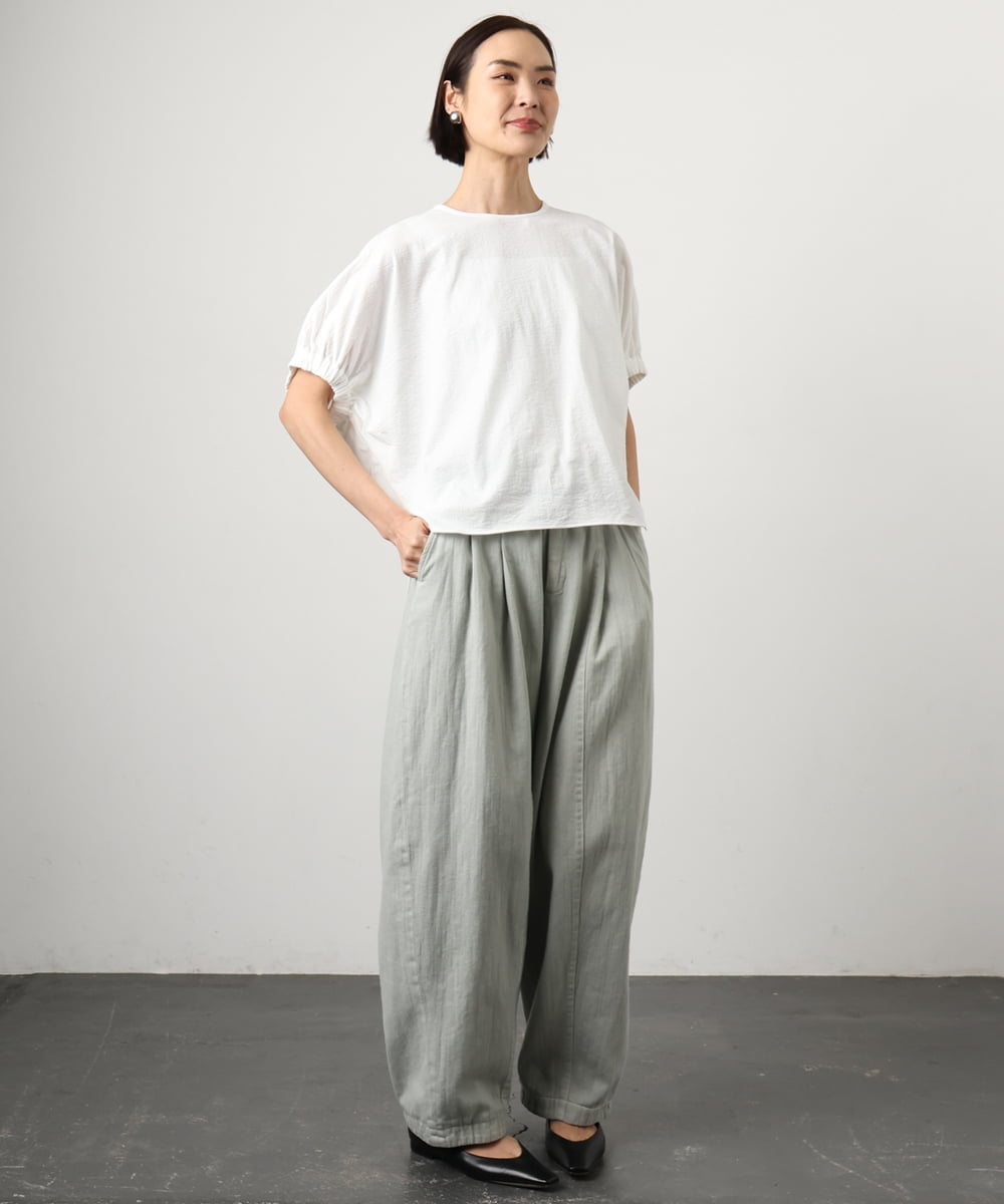 FMKGD10180 MICHEL KLEIN(ミッシェルクラン) [新色追加/接触冷感]サッカードルマンスリーブカットソー ブラック