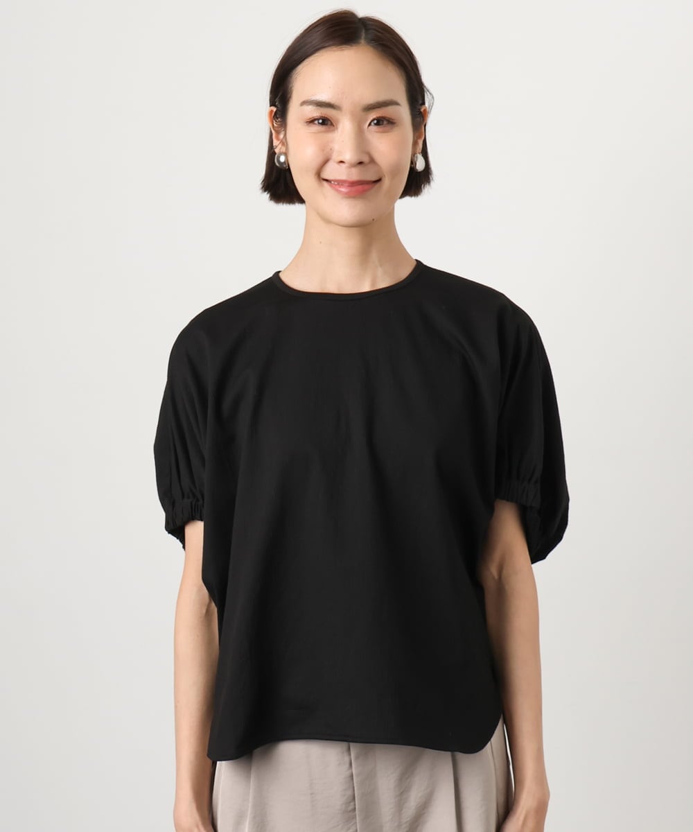FMKGD10180 MICHEL KLEIN(ミッシェルクラン) [新色追加/接触冷感]サッカードルマンスリーブカットソー ブラック