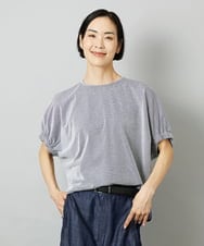 FMKGD10180 MICHEL KLEIN(ミッシェルクラン) [新色追加/接触冷感]サッカードルマンスリーブカットソー ブラック