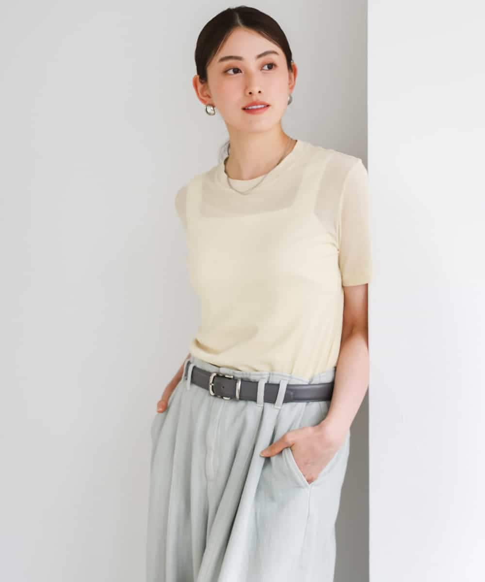 FMKGD11120 MICHEL KLEIN(ミッシェルクラン) シアークルーネック プルオーバー ブルー