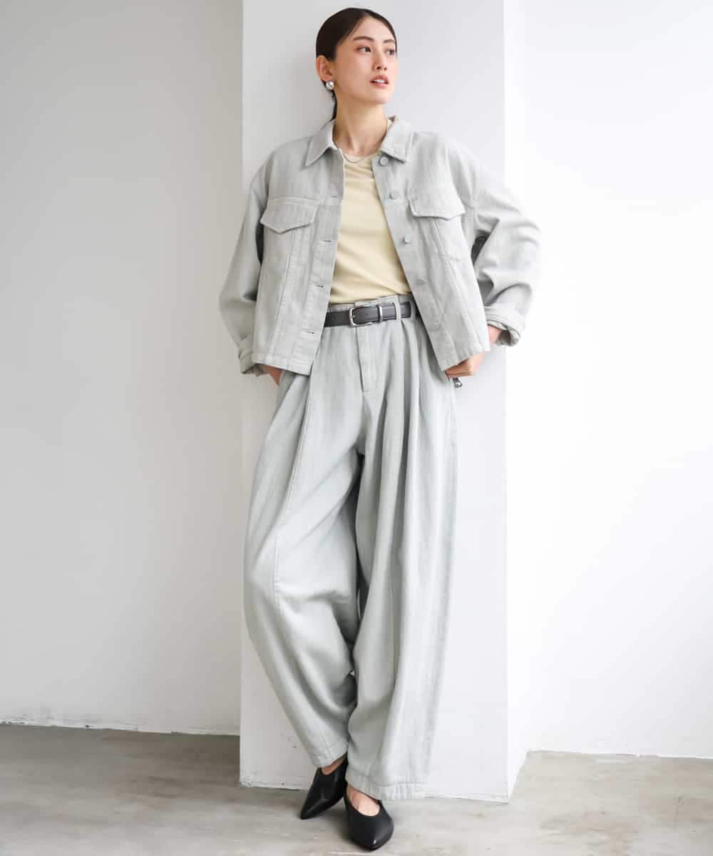 FMKGD11120 MICHEL KLEIN(ミッシェルクラン) シアークルーネック プルオーバー ブルー