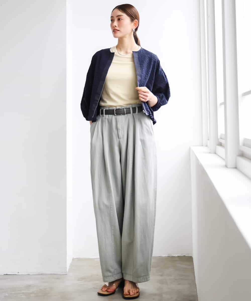 FMKGD11120 MICHEL KLEIN(ミッシェルクラン) シアークルーネック プルオーバー ブルー