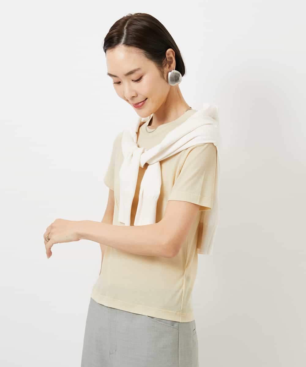 FMKGD11120 MICHEL KLEIN(ミッシェルクラン) シアークルーネック プルオーバー ブルー
