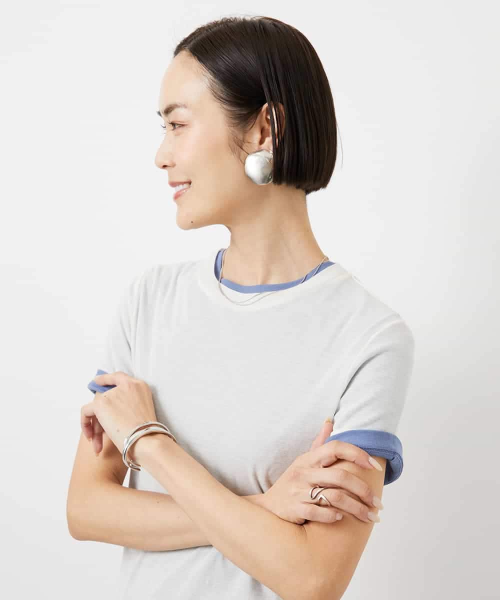 FMKGD11120 MICHEL KLEIN(ミッシェルクラン) シアークルーネック プルオーバー アイボリー