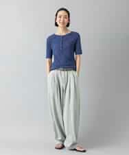 FMKGD16160 MICHEL KLEIN(ミッシェルクラン) [アンサンブル対応]リングドットヘンリーネックTシャツ ブルー