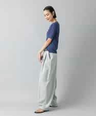 FMKGD16160 MICHEL KLEIN(ミッシェルクラン) [アンサンブル対応]リングドットヘンリーネックTシャツ ブルー