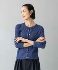 FMKGD16160 MICHEL KLEIN(ミッシェルクラン) [アンサンブル対応]リングドットヘンリーネックTシャツ ブルー