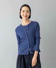 FMKGD16160 MICHEL KLEIN(ミッシェルクラン) [アンサンブル対応]リングドットヘンリーネックTシャツ ブルー