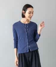 FMKGD16160 MICHEL KLEIN(ミッシェルクラン) [アンサンブル対応]リングドットヘンリーネックTシャツ ブルー