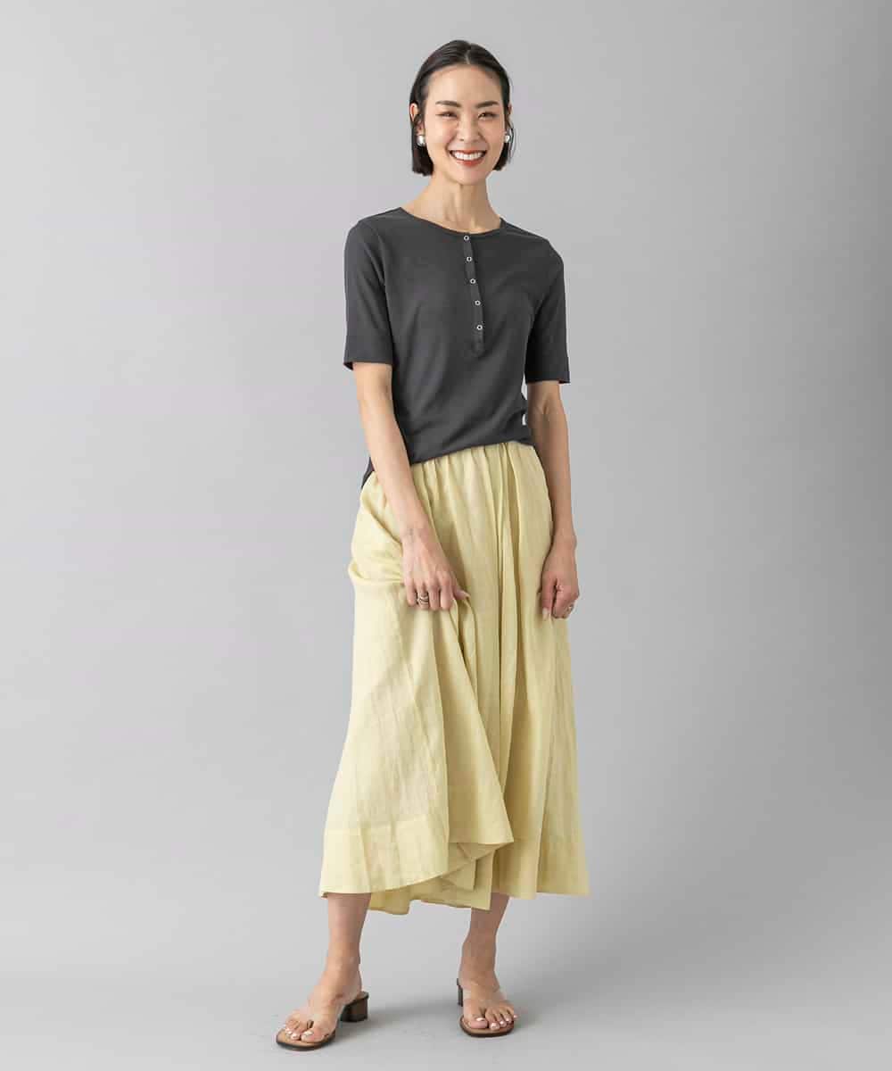 FMKGD16160 MICHEL KLEIN(ミッシェルクラン) [アンサンブル対応]リングドットヘンリーネックTシャツ ブルー