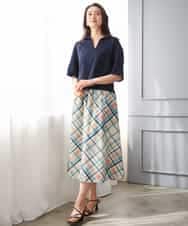 FMKGD18160 MICHEL KLEIN(ミッシェルクラン) 裏毛スキッパーカットソー ネイビー