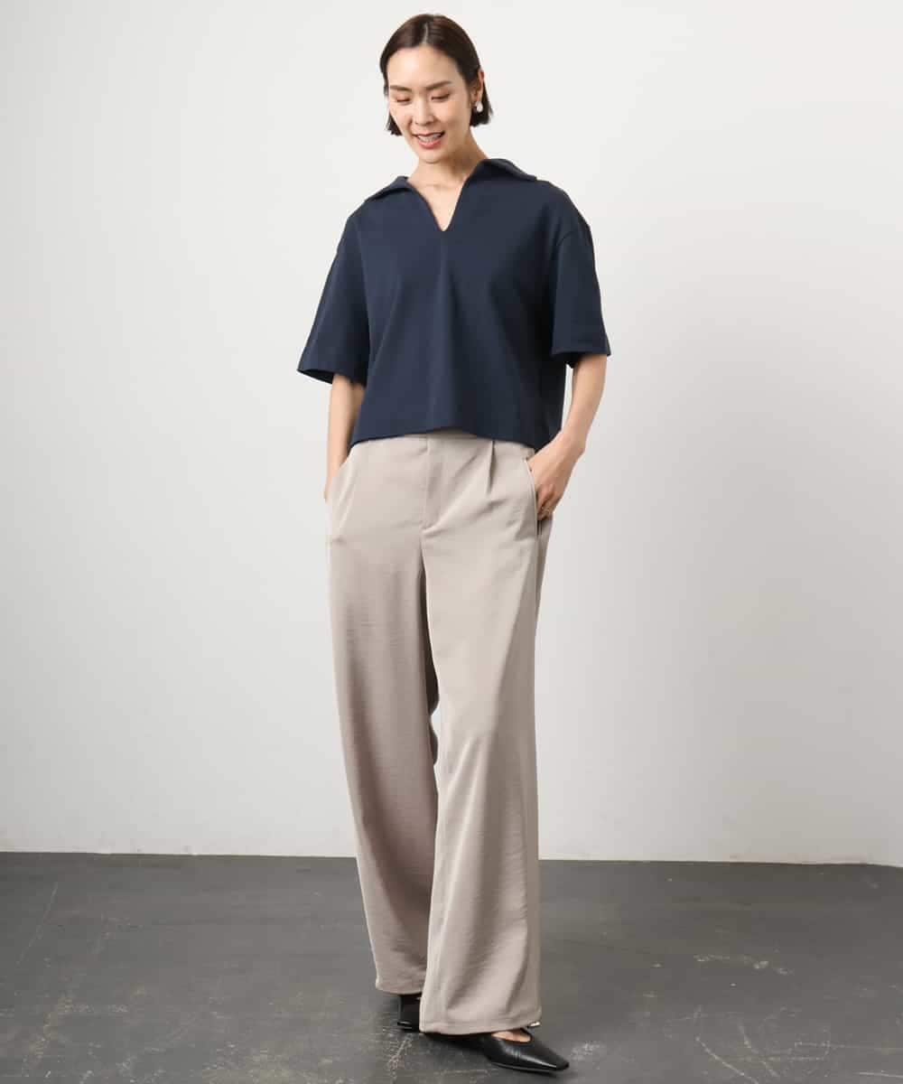 FMKGD18160 MICHEL KLEIN(ミッシェルクラン) 裏毛スキッパーカットソー ネイビー
