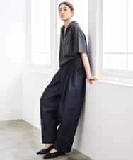 FMKGD18160 MICHEL KLEIN(ミッシェルクラン) 裏毛スキッパーカットソー ネイビー