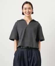 FMKGD18160 MICHEL KLEIN(ミッシェルクラン) 裏毛スキッパーカットソー ネイビー