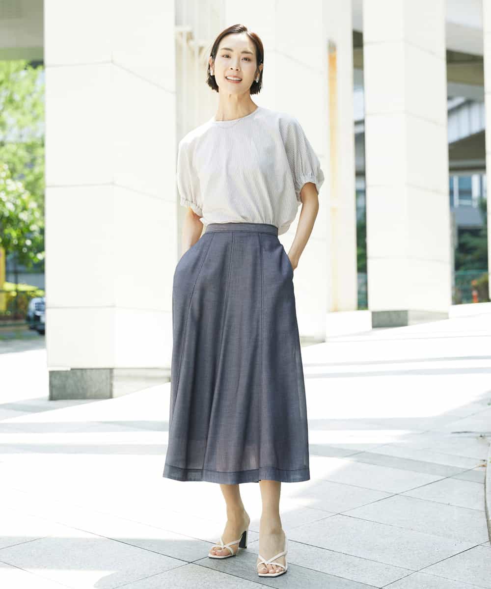 FMKGE10180 MICHEL KLEIN(ミッシェルクラン) [新色追加/接触冷感]サッカードルマンスリーブカットソー ベージュ
