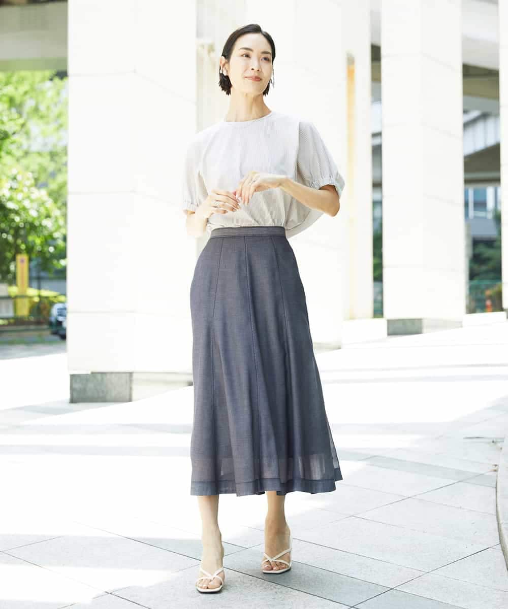 FMKGE10180 MICHEL KLEIN(ミッシェルクラン) [新色追加/接触冷感]サッカードルマンスリーブカットソー ベージュ