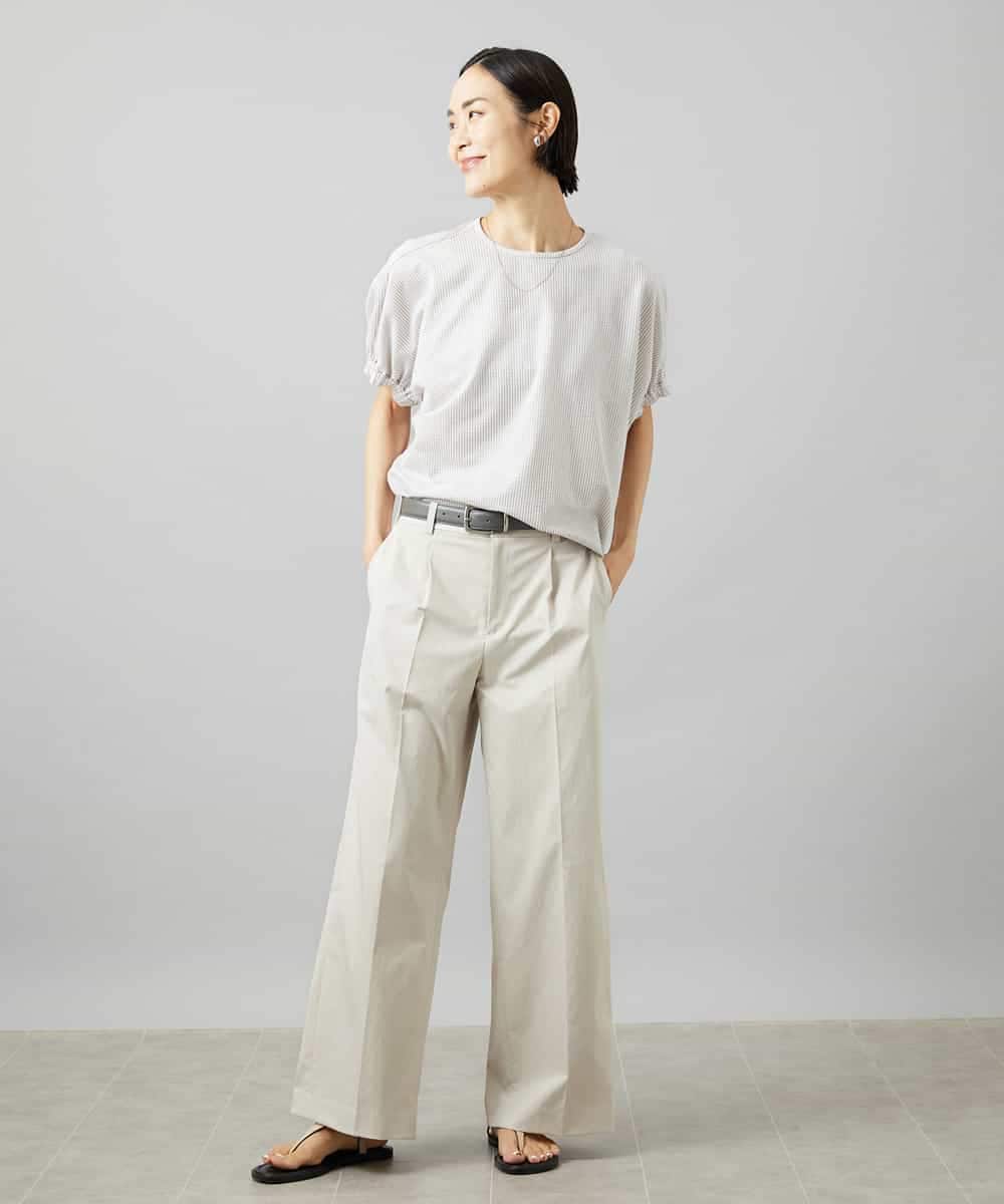 FMKGE10180 MICHEL KLEIN(ミッシェルクラン) [新色追加/接触冷感]サッカードルマンスリーブカットソー ベージュ