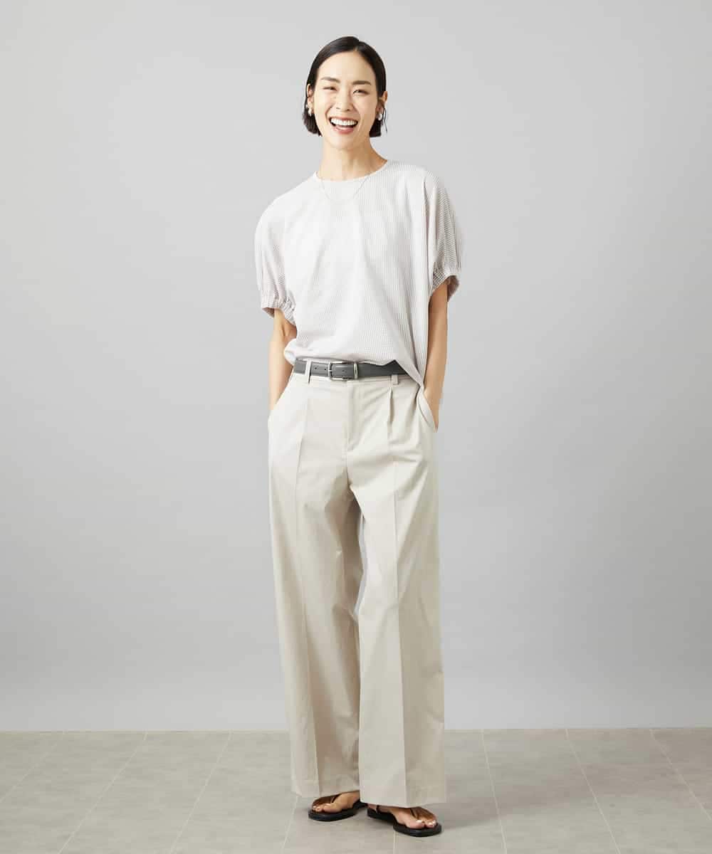 FMKGE10180 MICHEL KLEIN(ミッシェルクラン) [新色追加/接触冷感]サッカードルマンスリーブカットソー ベージュ