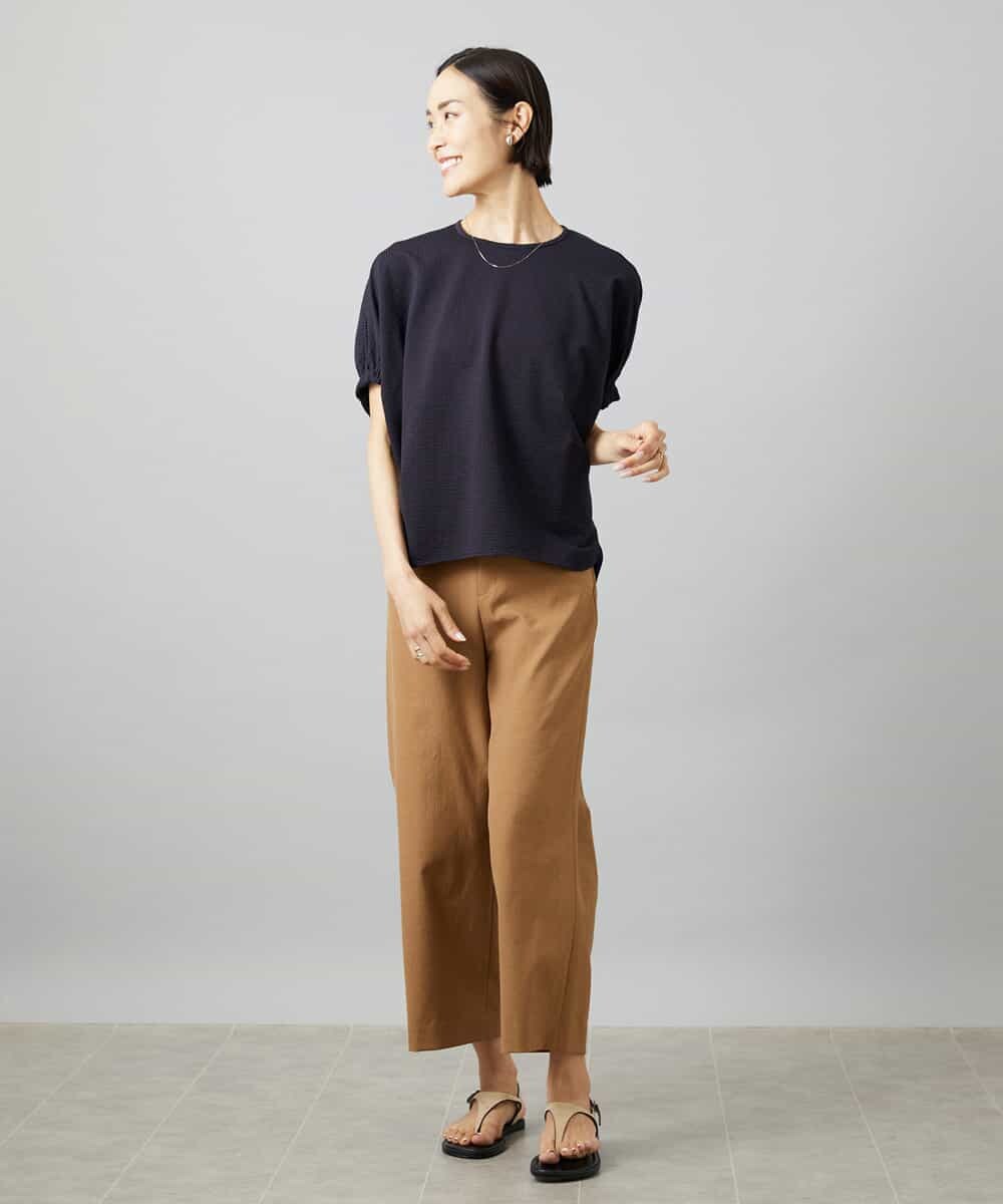 FMKGE10180 MICHEL KLEIN(ミッシェルクラン) [新色追加/接触冷感]サッカードルマンスリーブカットソー ベージュ