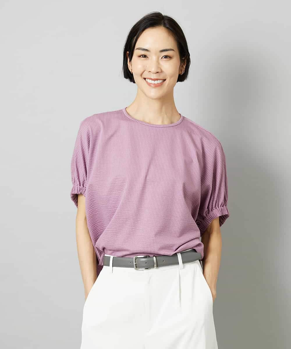 FMKGE10180 MICHEL KLEIN(ミッシェルクラン) [新色追加/接触冷感]サッカードルマンスリーブカットソー ベージュ